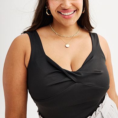 Juniors' Plus Size SO® Contour Twist Front Bodysuit