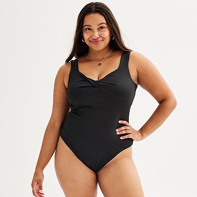 Juniors' Plus Size SO® Contour Twist Front Bodysuit