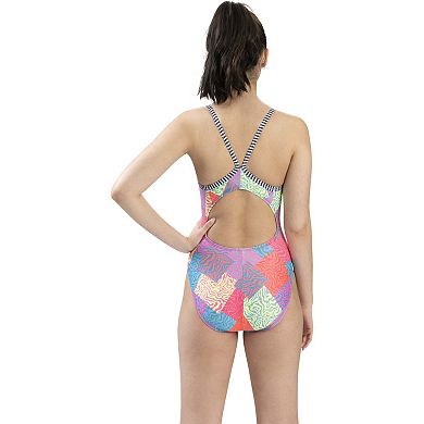 Women's Dolfin Print V-2 Back One-Piece Swimsuit