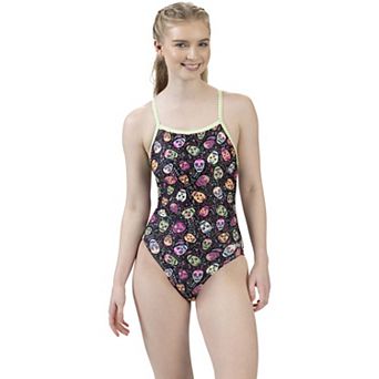 Juniors' Little Dolfin Uglies Crossbones Cutout Back One-Piece Swimsuit