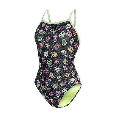 Women's Little Dolfin Uglies Crossbones Cutout Back One-Piece Swimsuit