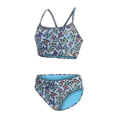 Women's Dolfin Print Asymmetrical Work Out 2-Piece Swim Set