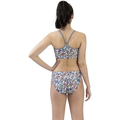 Women's Dolfin Print Asymmetrical Work Out 2-Piece Swim Set