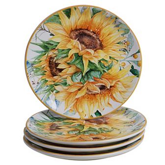 Certified International Sunflower Fields 4 pc Salad Plate Set