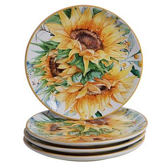 Certified International Sunflower Fields 4 pc Salad Plate Set