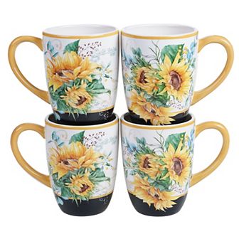 Certified International Sunflower Fields 4 pc Mug Set
