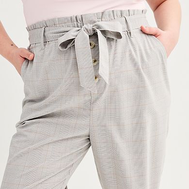 Juniors' Plus Size SO® High-Rise Tie Waist Paperbag Pants