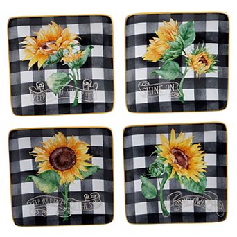 Certified International Sunflower Fields 4 pc Canape Plate Set