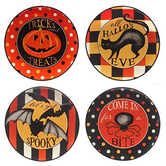 Certified International Spooky Halloween 4 pc Dessert Plate Set