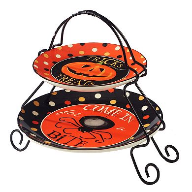 Certified International Spooky Halloween 2-Tiered Serving Tray
