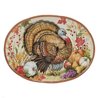Certified International Harvest Blessings Turkey Platter