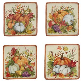 Certified International Harvest Blessings 4 pc Canape Plate Set