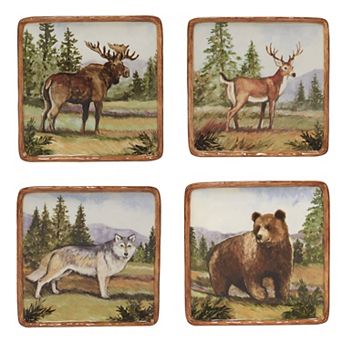 Certified International Mountain Summit Set of four -piece Canape Plate Set