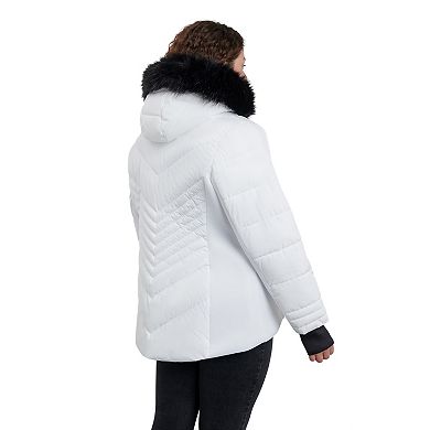 Plus Size London Fog Faux-Fur Hood Active Puffer Jacket