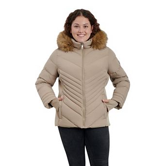 Plus Size London Fog Faux-Fur Hood Active Puffer Jacket