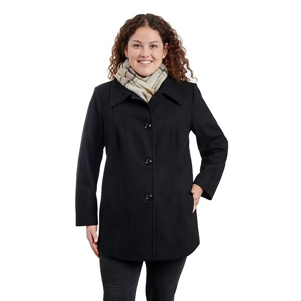 Plus Size London Fog Scarf and Wool-Blend Coat