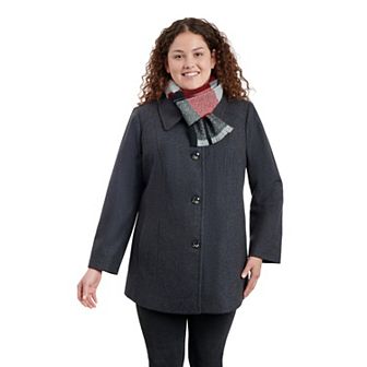 Plus Size London Fog Scarf and Wool-Blend Coat
