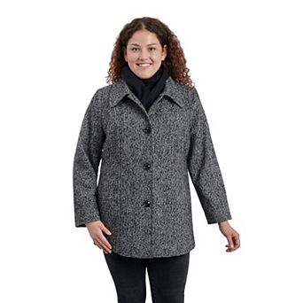 Plus Size London Fog Scarf and Wool-Blend Coat