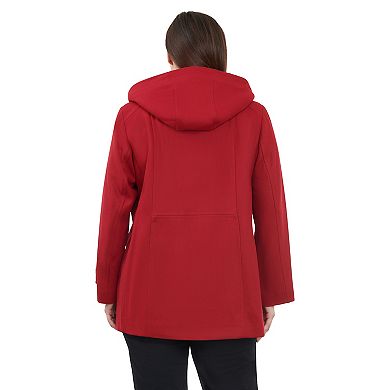Plus Size London Fog Sherpa-Lined Hood Wool-Blend Coat