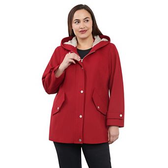 Plus Size London Fog Sherpa-Lined Hood Wool-Blend Coat