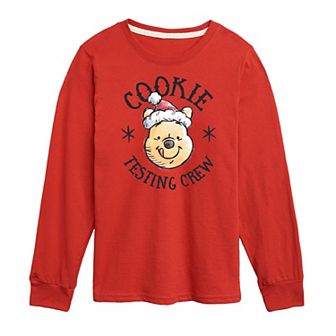 Disney's Winnie The Pooh Boys 8-20 Cookie Testing Crew Long Sleeve Graphic Tee