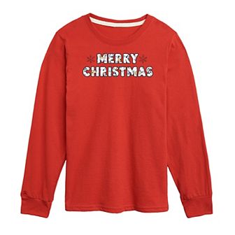 Disney's Winnie The Pooh Boys 8-20 Merry Christmas Long Sleeve Graphic Tee