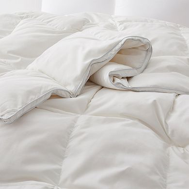 Unikome Medium Warmth White Goose Down and Feather Fiber Comforter Gusseted Design for Better Sleep