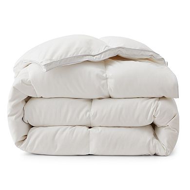 Unikome Medium Warmth White Goose Down and Feather Fiber Comforter Gusseted Design for Better Sleep