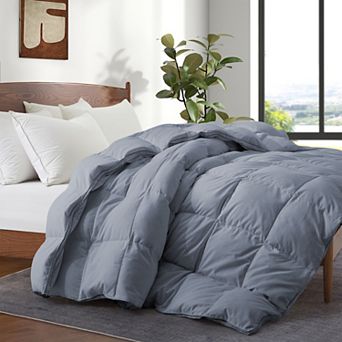 Unikome Medium Warmth White Goose Down And Feather Fiber Comforter Gusseted Design For Better Sleep