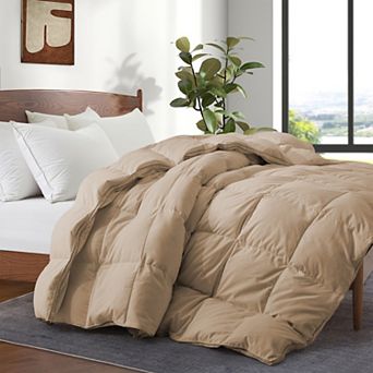 Unikome Medium Warmth White Goose Down And Feather Fiber Comforter Gusseted Design For Better Sleep