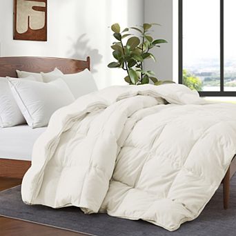 Unikome Medium Warmth White Goose Down And Feather Fiber Comforter Gusseted Design For Better Sleep