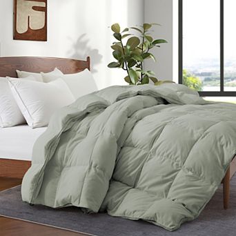 Unikome Medium Warmth White Goose Down And Feather Fiber Comforter Gusseted Design For Better Sleep