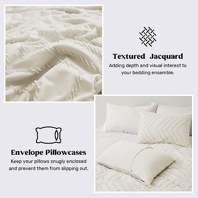 Unikome Soft Solid Clipped Duvet Cover Set with Corner Ties