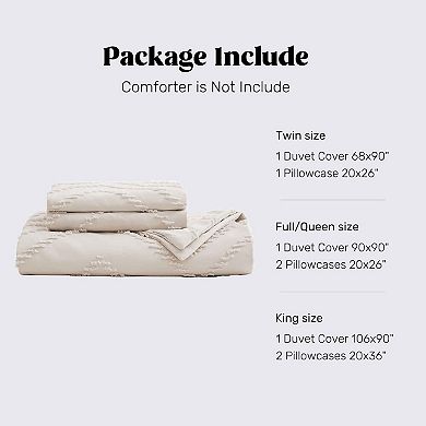 Unikome Boho Textured Duvet Cover Clipped Jacquard Pattern Duvet Cover Set