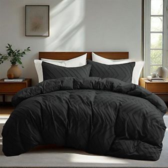 Unikome Boho Textured Duvet Cover Clipped Jacquard Pattern Duvet Cover Set