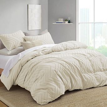 Unikome Boho Textured Duvet Cover Clipped Jacquard Pattern Duvet Cover Set