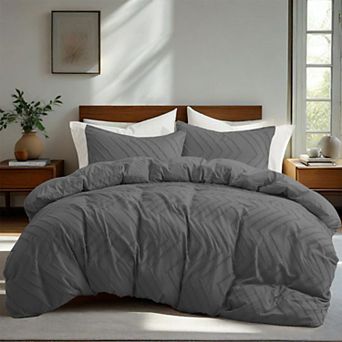 Unikome Boho Textured Duvet Cover Clipped Jacquard Pattern Duvet Cover Set