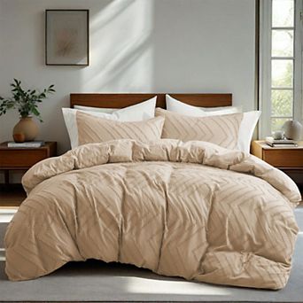 Unikome Boho Textured Duvet Cover Clipped Jacquard Pattern Duvet Cover Set