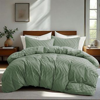 Unikome Boho Textured Duvet Cover Clipped Jacquard Pattern Duvet Cover Set