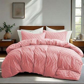 Unikome Boho Textured Duvet Cover Clipped Jacquard Pattern Duvet Cover Set