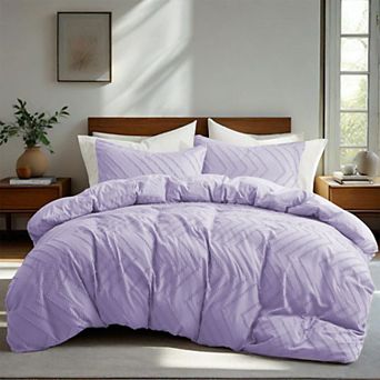 Unikome Boho Textured Duvet Cover Clipped Jacquard Pattern Duvet Cover Set