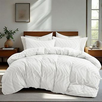 Unikome Boho Textured Duvet Cover Clipped Jacquard Pattern Duvet Cover Set