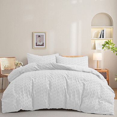 Unikome 2-Piece Ultra Soft Circle Quilted Clipped Duvet Cover Set