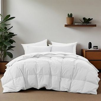 Unikome 300 TC Lightweight 100% Organic Cotton Goose Down Feather Fiber Comforter