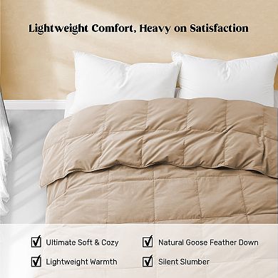 Unikome Lightweight Summer Comforter, Noiseless & Extra Soft Goose Down Duvet Insert