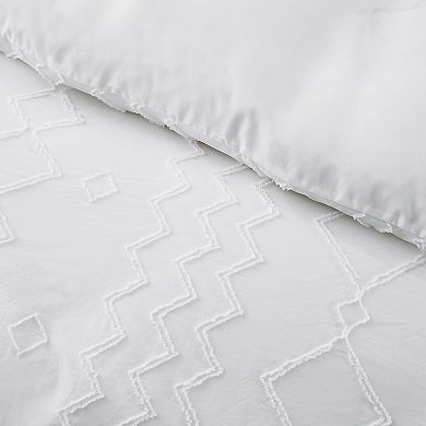 Unikome Soft Solid Clipped Duvet Cover Set with Corner Ties