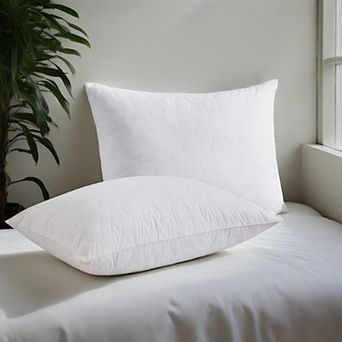 Unikome 2 Pack Teardrop Quilted Goose Feather Down Bed Pillows