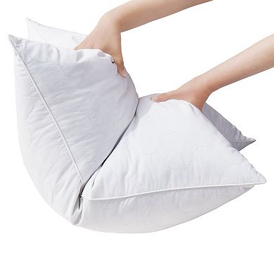 Unikome 2 Pack Teardrop Quilted Goose Feather Down Bed Pillows