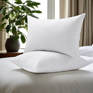 Unikome 2 Pack Teardrop Quilted Goose Feather Down Bed Pillows