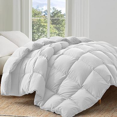 Unikome Luxurious Silent Softness All Season White Goose Down Feather Fiber Comforter